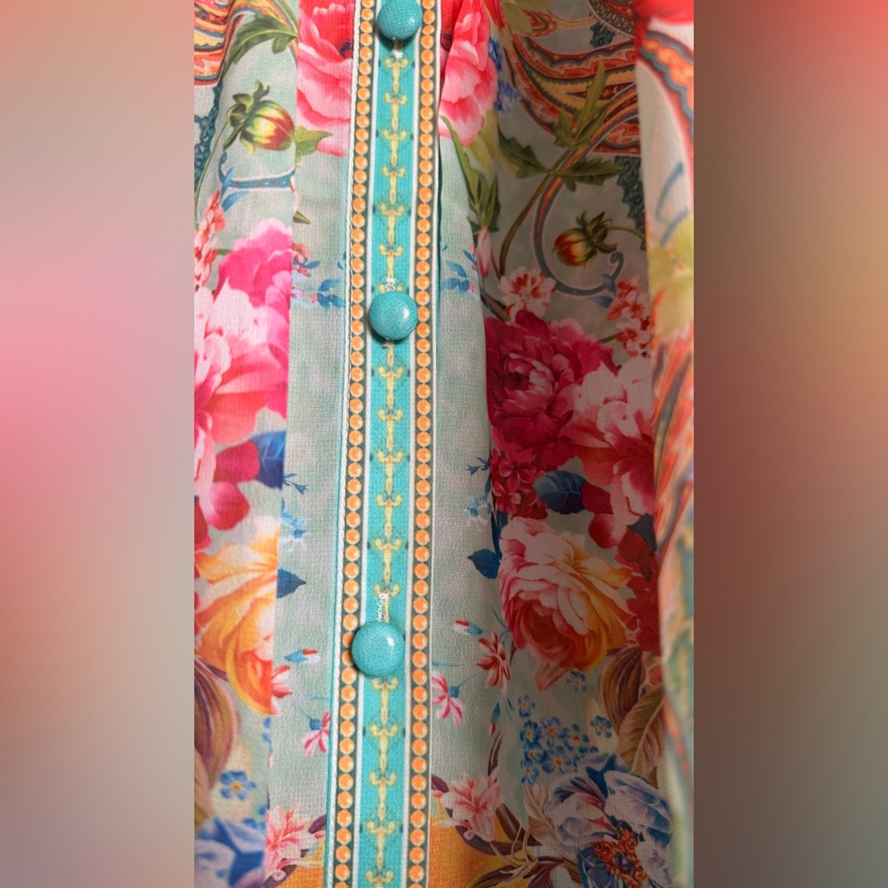 Juliette floral-print flounce-hem midi dress Miss Rosier NWT Sz M - Picture 8 of 10